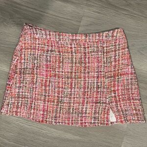 Francesca's Collections Vibrant Pink Tweed Skirt